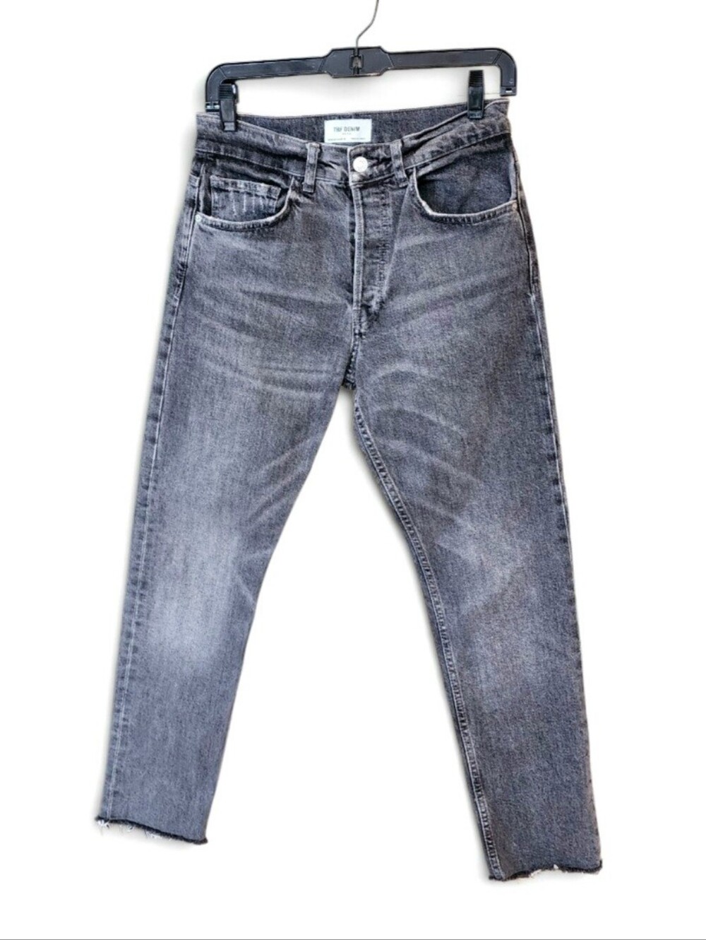 Zara Women's Ankle Cropped High Rise Washed Gray Jeans Size 4
